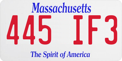 MA license plate 445IF3