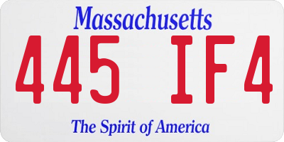 MA license plate 445IF4