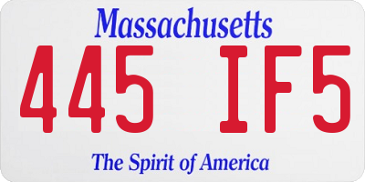 MA license plate 445IF5