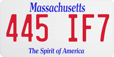 MA license plate 445IF7