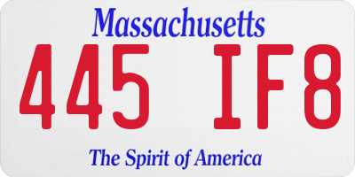 MA license plate 445IF8