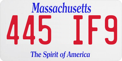 MA license plate 445IF9