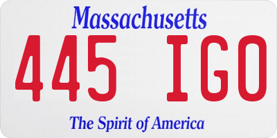 MA license plate 445IG0
