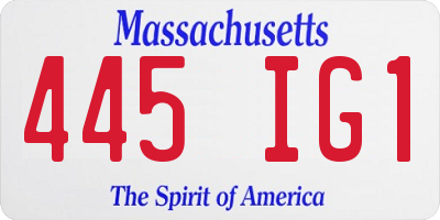 MA license plate 445IG1