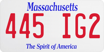MA license plate 445IG2