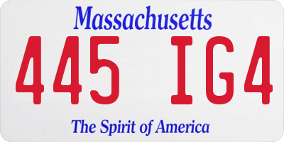 MA license plate 445IG4