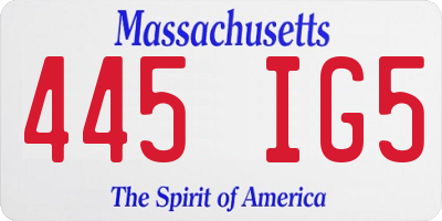 MA license plate 445IG5