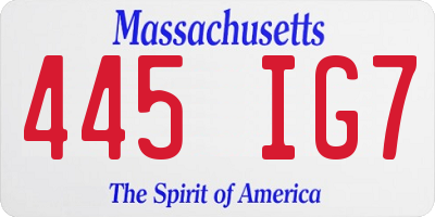 MA license plate 445IG7