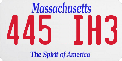 MA license plate 445IH3