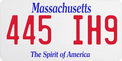 MA license plate 445IH9