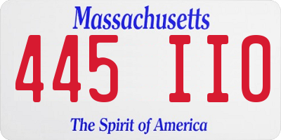 MA license plate 445II0