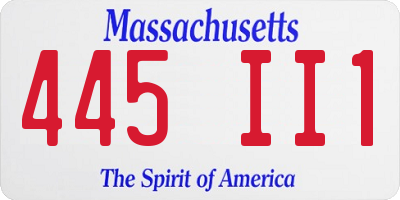 MA license plate 445II1