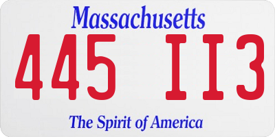 MA license plate 445II3