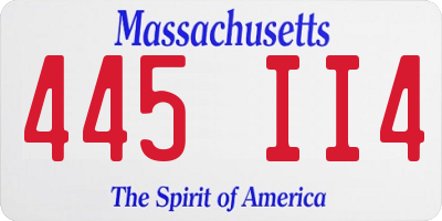 MA license plate 445II4