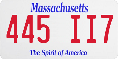 MA license plate 445II7