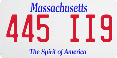 MA license plate 445II9