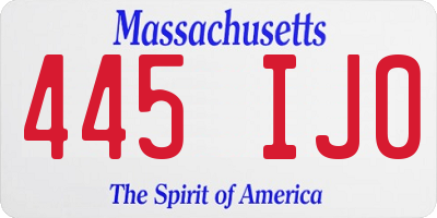 MA license plate 445IJ0