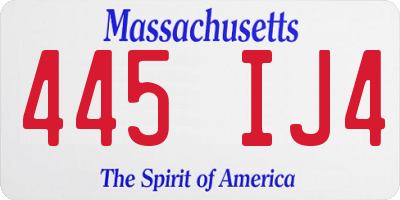MA license plate 445IJ4