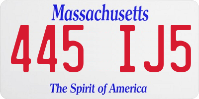 MA license plate 445IJ5
