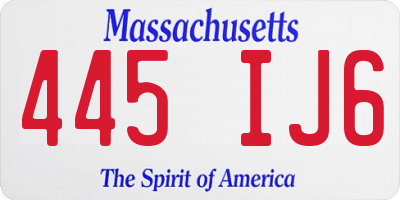 MA license plate 445IJ6