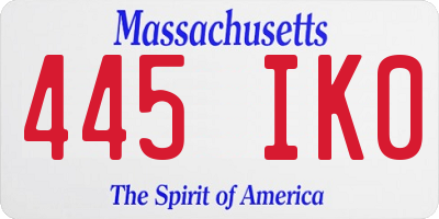 MA license plate 445IK0