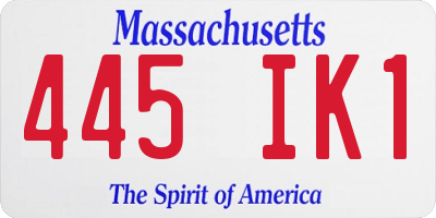 MA license plate 445IK1