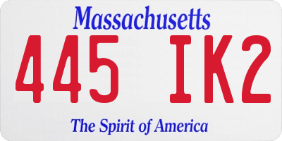 MA license plate 445IK2