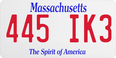 MA license plate 445IK3