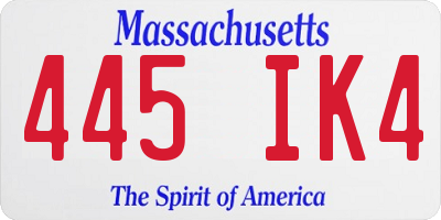 MA license plate 445IK4