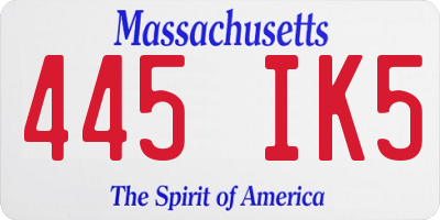 MA license plate 445IK5