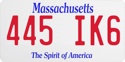 MA license plate 445IK6