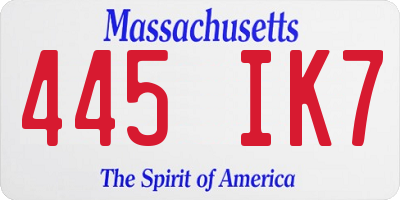 MA license plate 445IK7