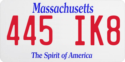 MA license plate 445IK8