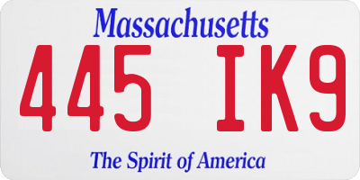 MA license plate 445IK9
