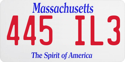 MA license plate 445IL3