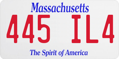 MA license plate 445IL4