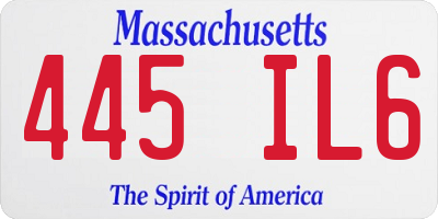 MA license plate 445IL6