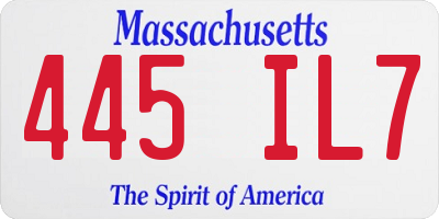 MA license plate 445IL7