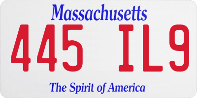 MA license plate 445IL9