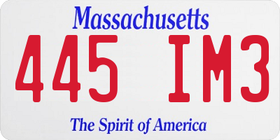 MA license plate 445IM3