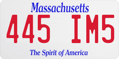 MA license plate 445IM5