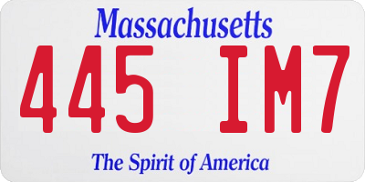 MA license plate 445IM7