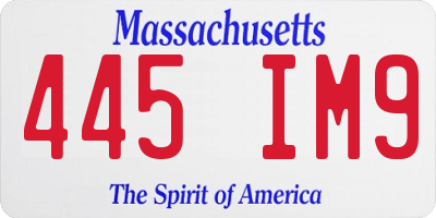MA license plate 445IM9
