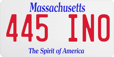 MA license plate 445IN0