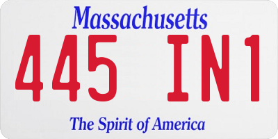 MA license plate 445IN1
