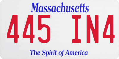 MA license plate 445IN4