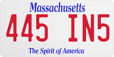 MA license plate 445IN5