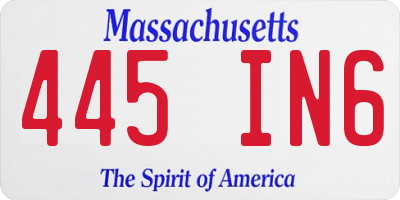MA license plate 445IN6