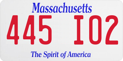 MA license plate 445IO2