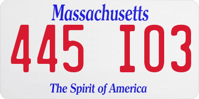 MA license plate 445IO3